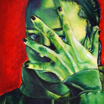 painting of student with hand in face